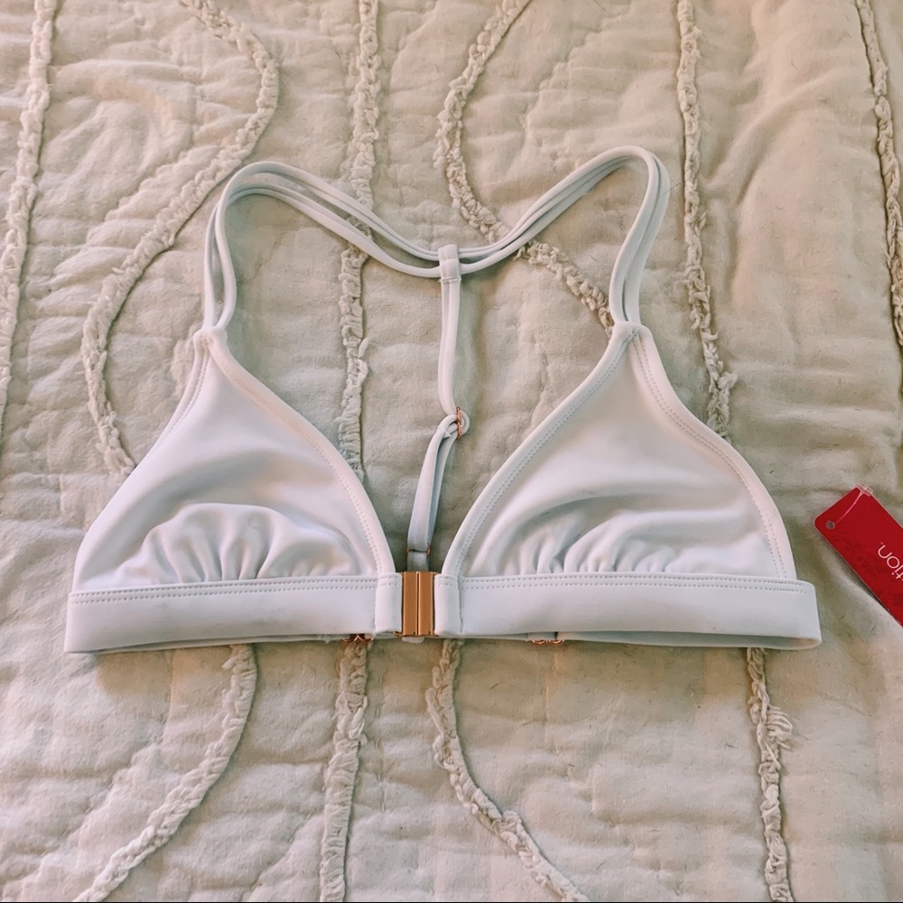 Xhilaration White Swim Top with Rose Gold Details